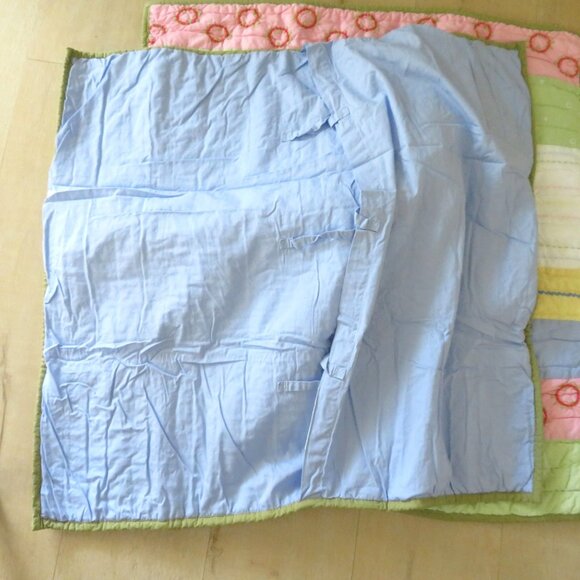 Vintage Pottery Barn Kids Quilted Shams 2 Stripe Flower Pastel 26"x 26" Cotton - Picture 7 of 10